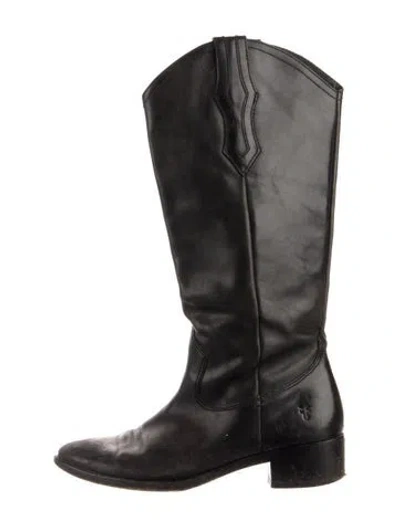 Pre-owned Frye Leather Western Boots In Black