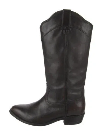 Pre-owned Frye Leather Western Boots In Black