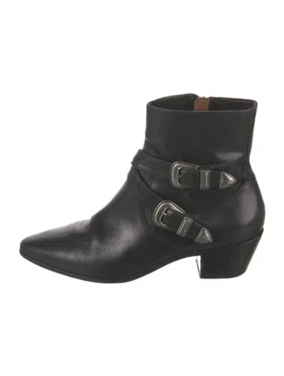 Pre-owned Frye Leather Western Boots In Black