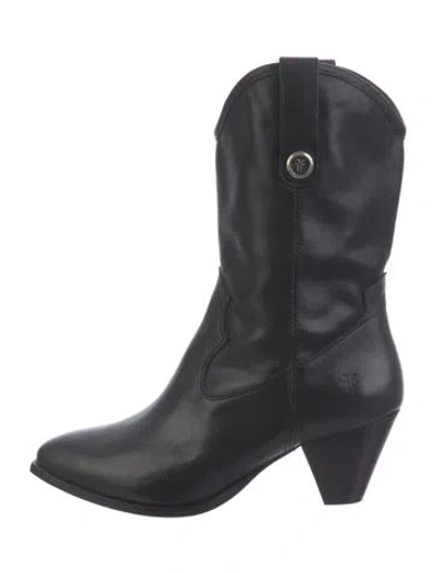 Pre-owned Frye Leather Western Boots In Black