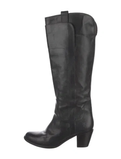 Pre-owned Frye Leather Western Boots In Black