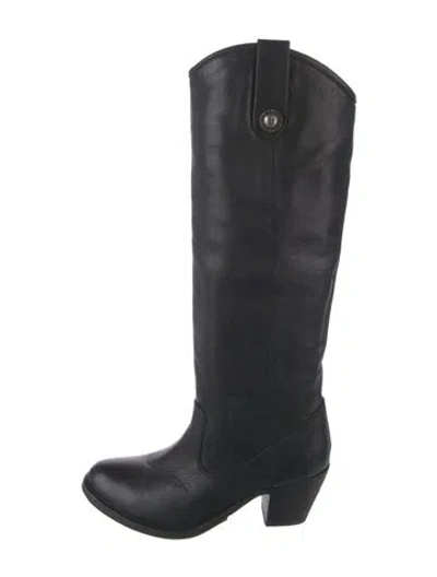 Pre-owned Frye Leather Western Boots In Black