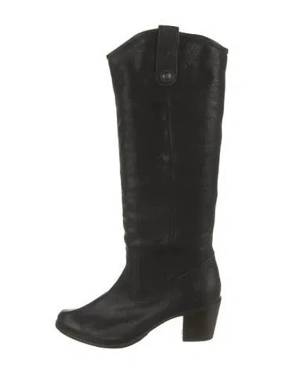 Pre-owned Frye Leather Western Boots In Black