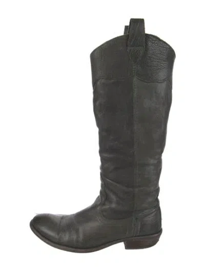 Pre-owned Frye Leather Western Boots In Black