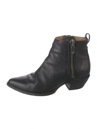 Pre-owned Frye Leather Western Boots In Black