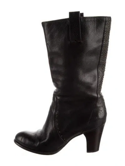 Pre-owned Frye Leather Western Boots In Black