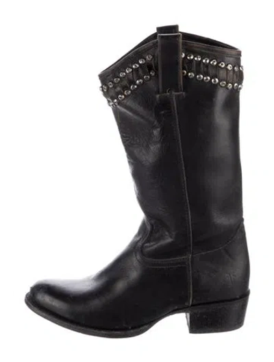 Pre-owned Frye Leather Western Boots In Black