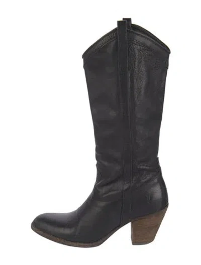 Pre-owned Frye Leather Western Boots In Black