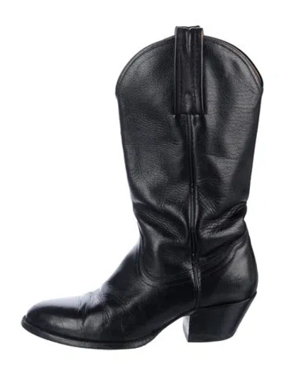 Pre-owned Frye Leather Western Boots In Black