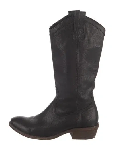 Pre-owned Frye Leather Western Boots In Black