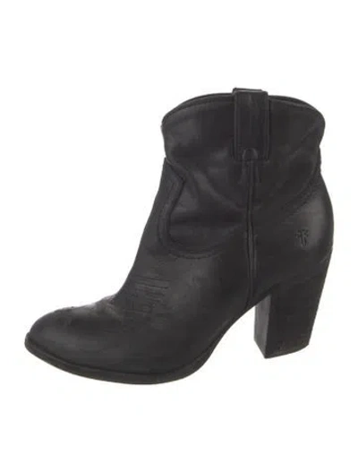 Pre-owned Frye Leather Western Boots In Black
