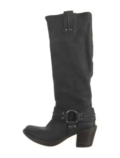Pre-owned Frye Leather Western Boots In Black