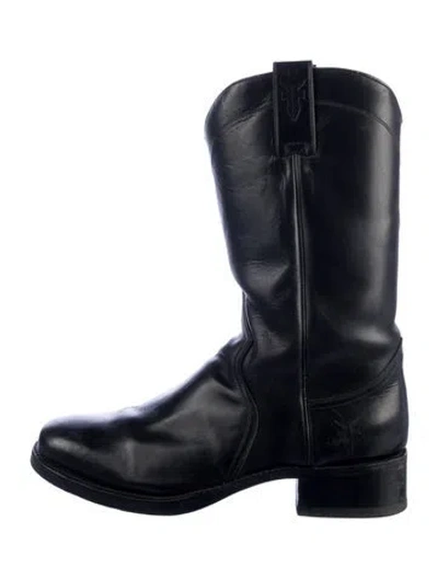 Pre-owned Frye Leather Western Boots In Black/blue
