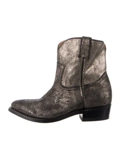 Pre-owned Frye Leather Western Boots In Black/gold/metallic