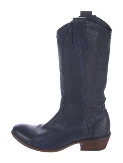 Pre-owned Frye Leather Western Boots In Blue