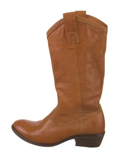 Pre-owned Frye Leather Western Boots In Brown