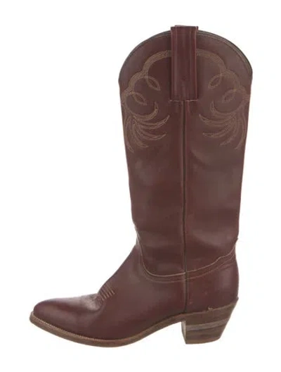 Pre-owned Frye Leather Western Boots In Brown