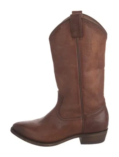 Pre-owned Frye Leather Western Boots In Brown