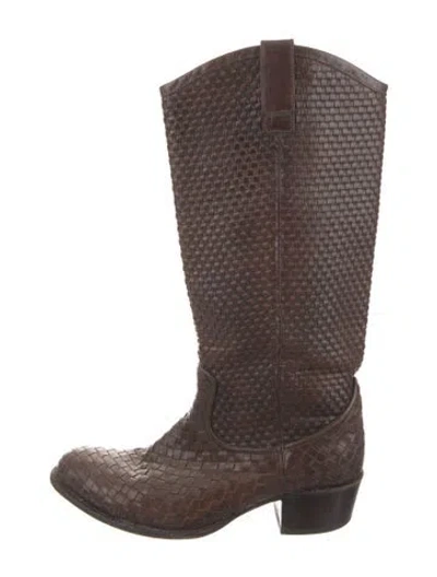Pre-owned Frye Leather Western Boots In Brown