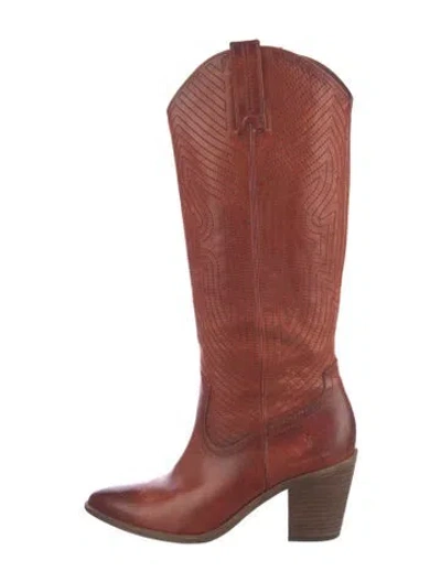Pre-owned Frye Leather Western Boots In Brown