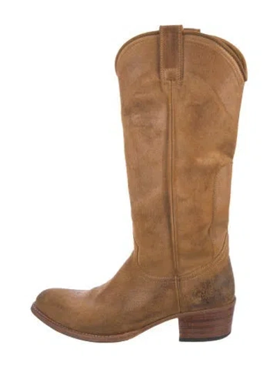 Pre-owned Frye Leather Western Boots In Brown