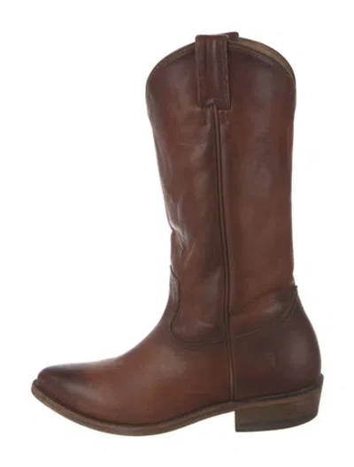 Pre-owned Frye Leather Western Boots In Brown
