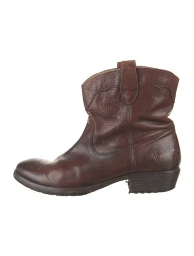 Pre-owned Frye Leather Western Boots In Brown
