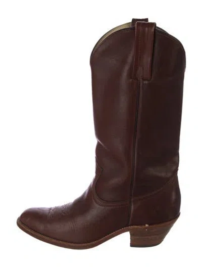 Pre-owned Frye Leather Western Boots In Brown