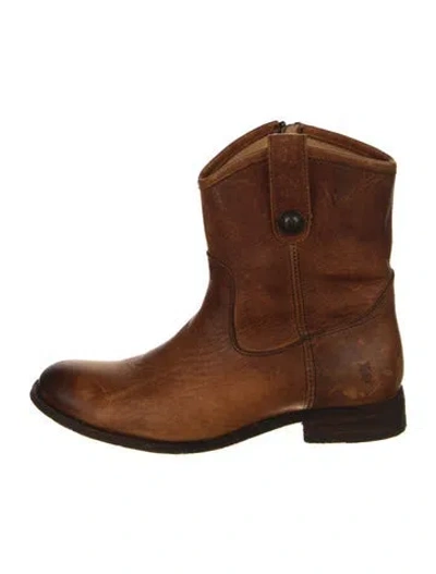 Pre-owned Frye Leather Western Boots In Brown