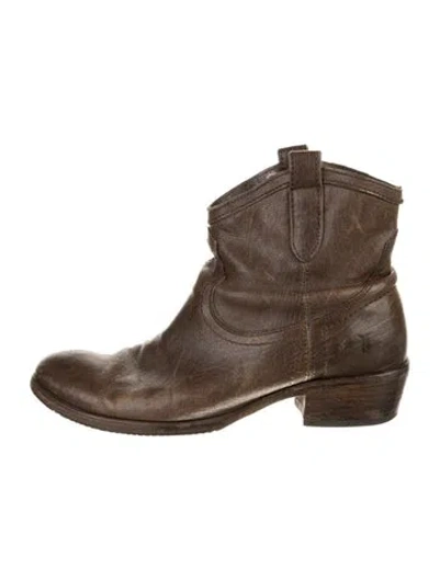 Pre-owned Frye Leather Western Boots In Brown