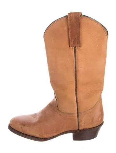 Pre-owned Frye Leather Western Boots In Brown