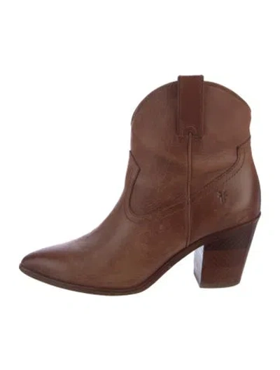 Pre-owned Frye Leather Western Boots In Brown