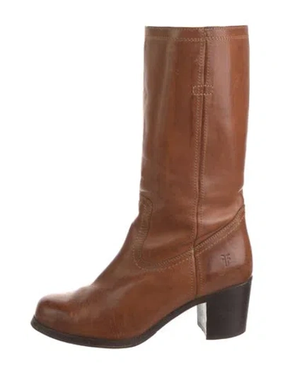 Pre-owned Frye Leather Western Boots In Brown