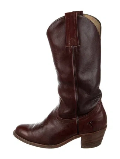 Pre-owned Frye Leather Western Boots In Brown