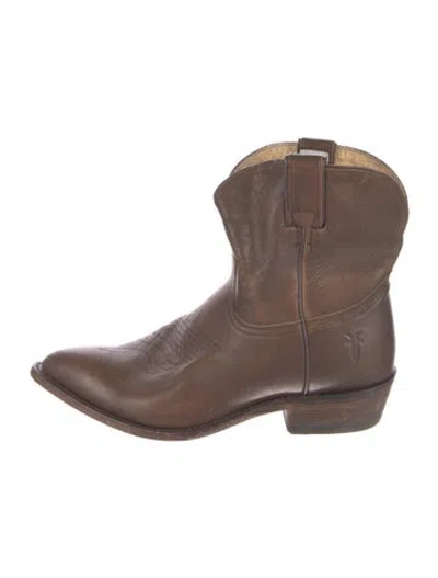 Pre-owned Frye Leather Western Boots In Brown