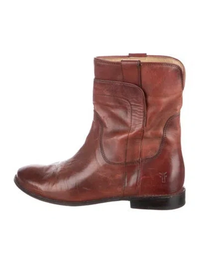 Pre-owned Frye Leather Western Boots In Brown