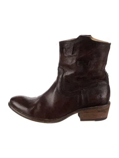 Pre-owned Frye Leather Western Boots In Brown