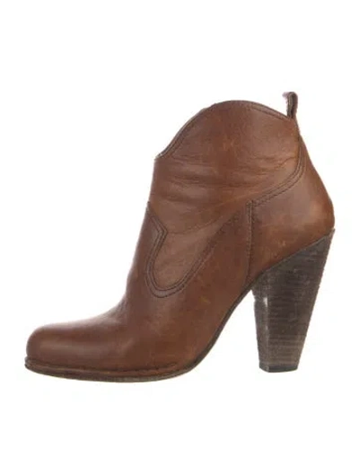 Pre-owned Frye Leather Western Boots In Brown