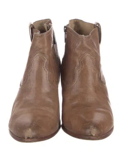 Pre-owned Frye Leather Western Boots In Brown