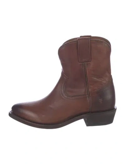 Pre-owned Frye Leather Western Boots In Brown
