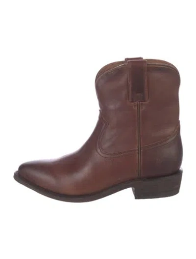 Pre-owned Frye Leather Western Boots In Brown