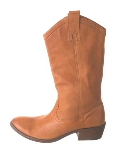Pre-owned Frye Leather Western Boots In Brown