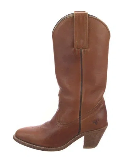 Pre-owned Frye Leather Western Boots In Brown