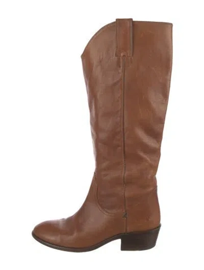 Pre-owned Frye Leather Western Boots In Brown