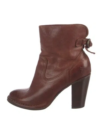 Pre-owned Frye Leather Western Boots In Brown