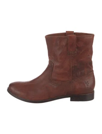 Pre-owned Frye Leather Western Boots In Brown