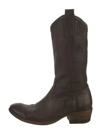 Pre-owned Frye Leather Western Boots In Brown