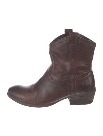 Pre-owned Frye Leather Western Boots In Brown