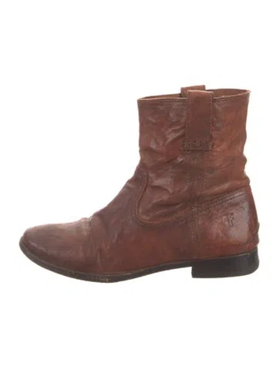 Pre-owned Frye Leather Western Boots In Brown