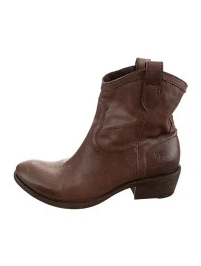 Pre-owned Frye Leather Western Boots In Brown